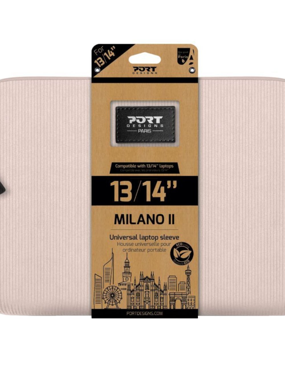 Port Designs Milano II Eco 13/14" Universal Laptop Sleeve - Plush Pink