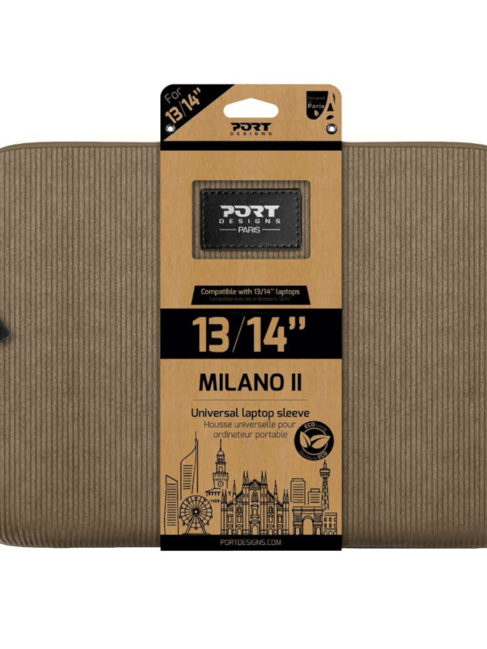 Port Designs Milano II Eco 13/14" Universal Laptop Sleeve - Desert Brown