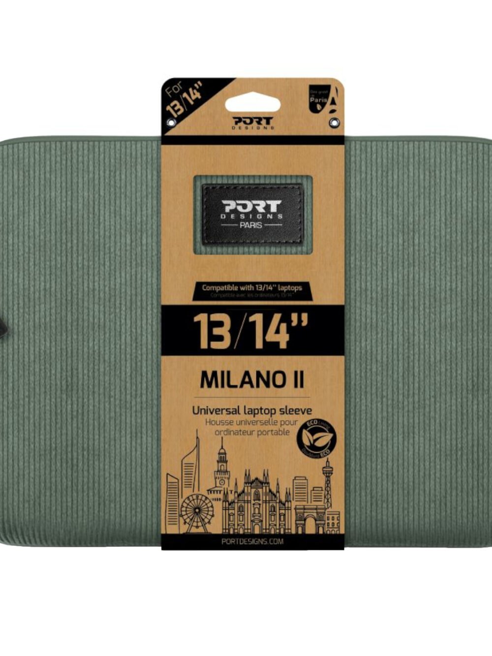 Port Designs Milano II Eco 13/14" Universal Laptop Sleeve - Sage Green