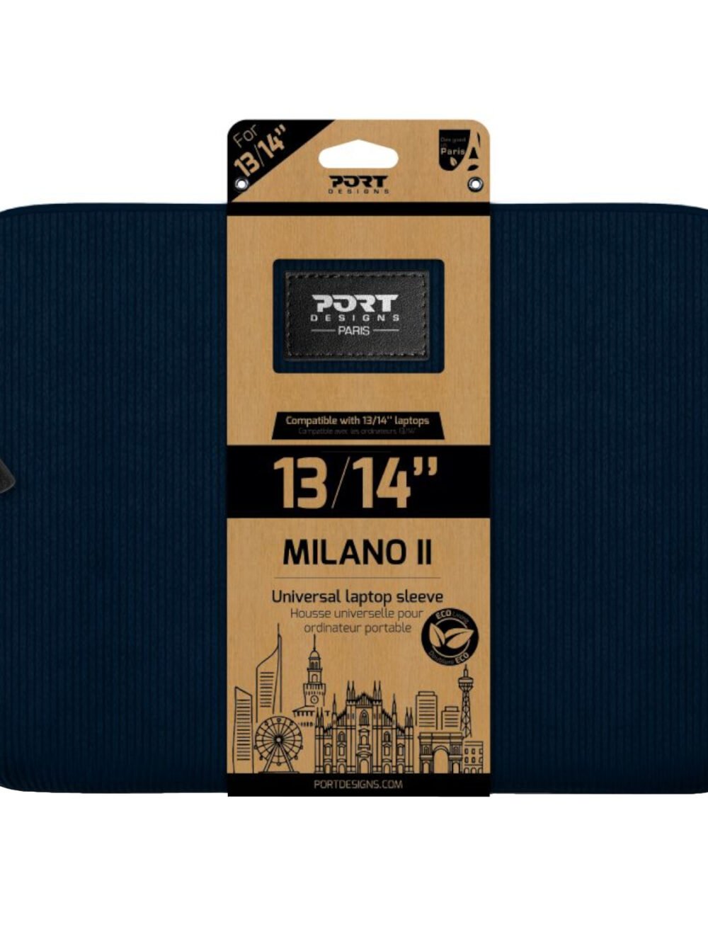 Port Designs Milano II Eco 13/14" Universal Laptop Sleeve - Navy Blue