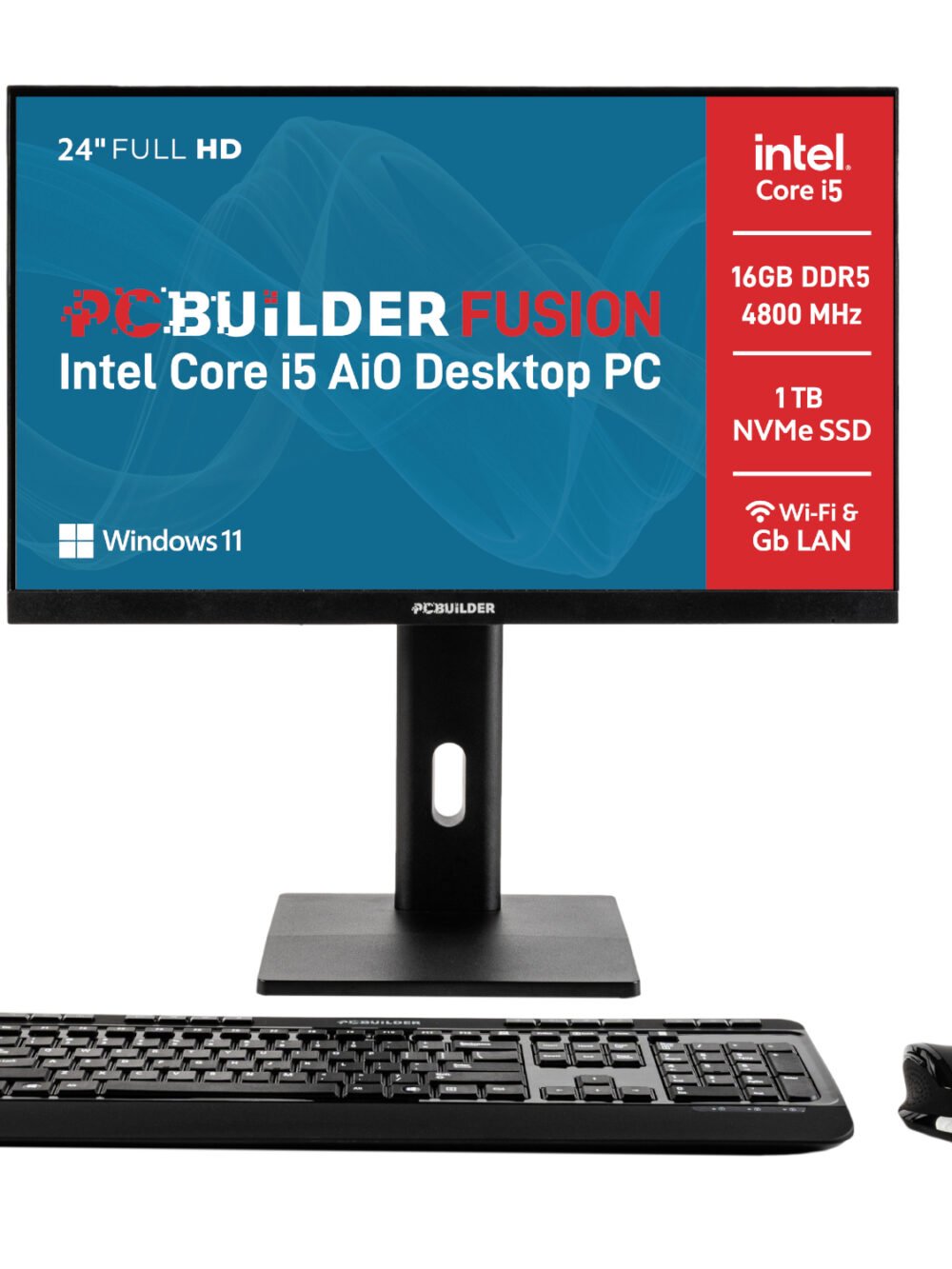 PCBuilder FUSION 24" Intel Core i5-12400 16GB DDR5 1TB Windows 11 AiO Desktop PC