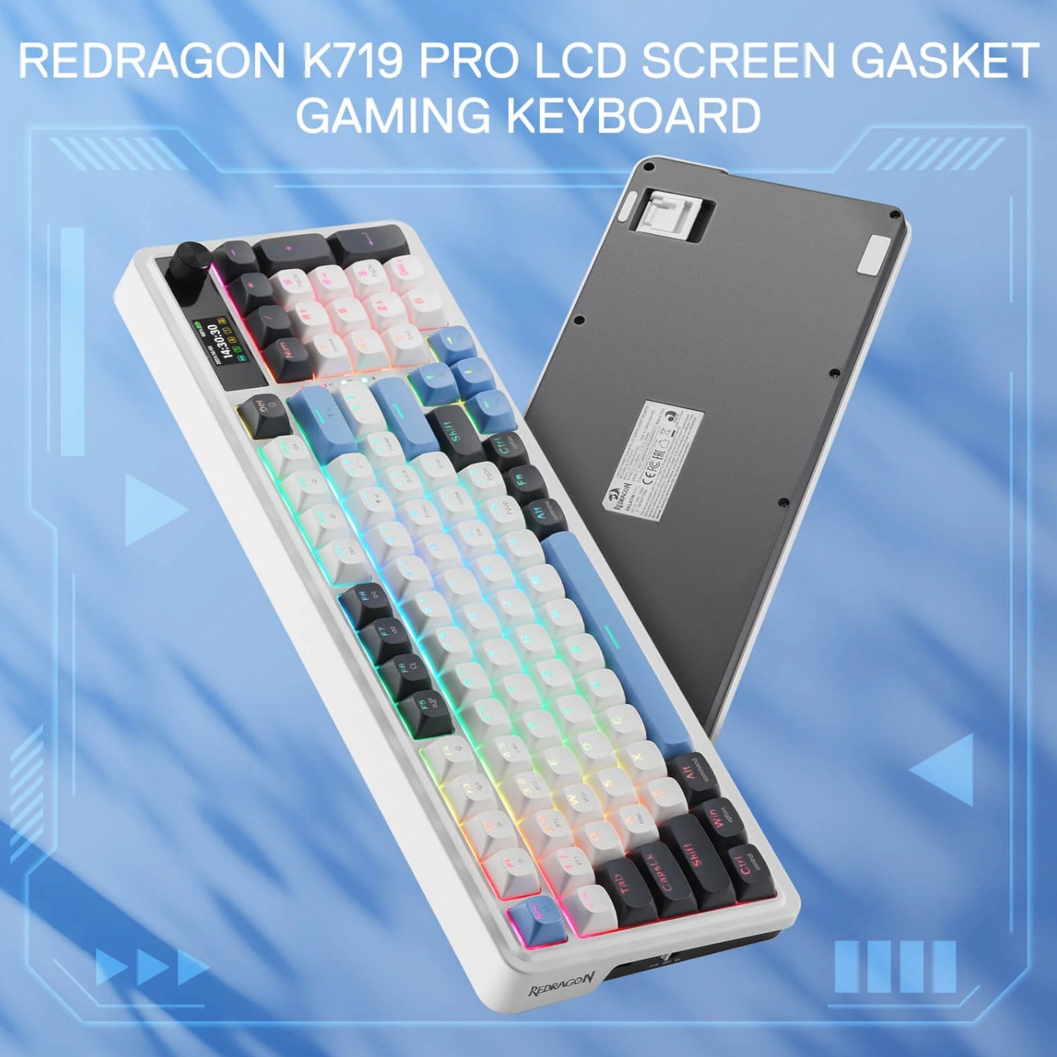 Redragon K719WGB GALATIN RGB PRO Full sized Wireless Gaming Keyboard - White - Image 4