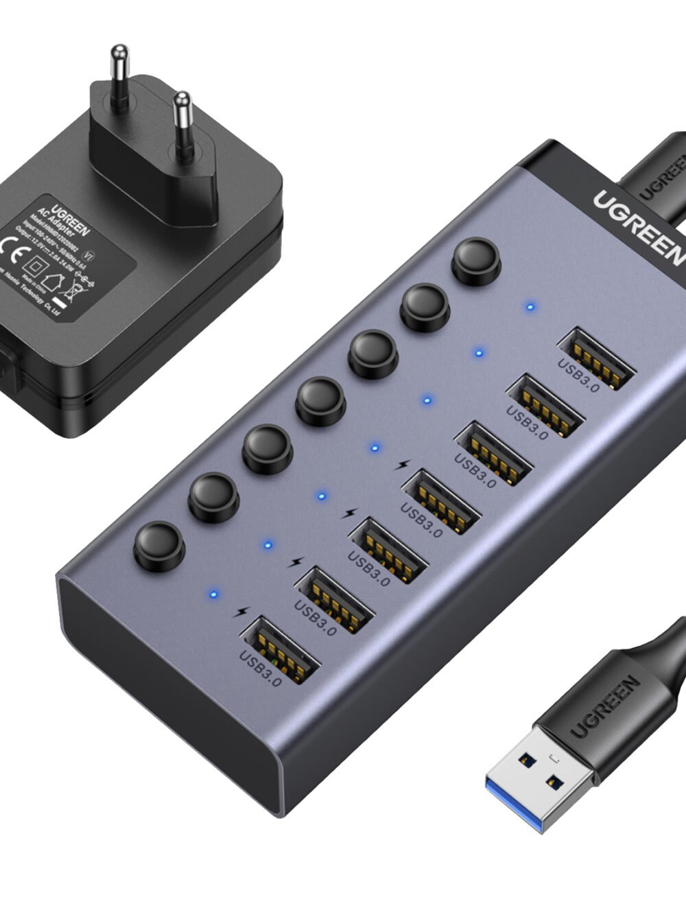 UGREEN 7 in 1 USB 3.0 Hub-Grey