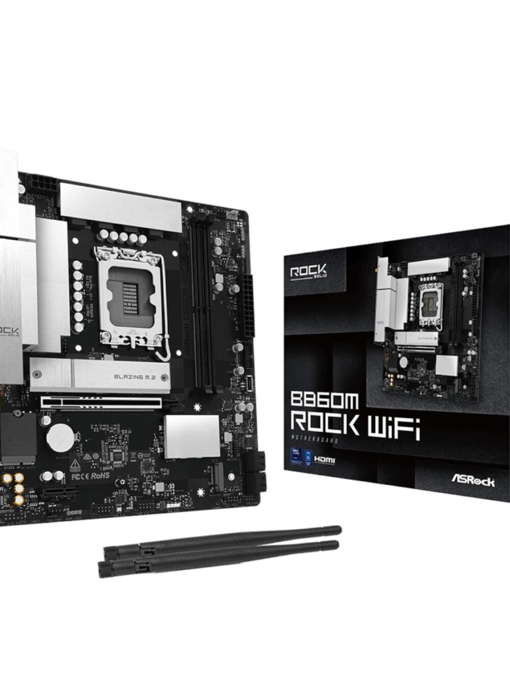 ASRock B860M Rock WiFi Intel LGA1851 MATX Gaming Motherboard