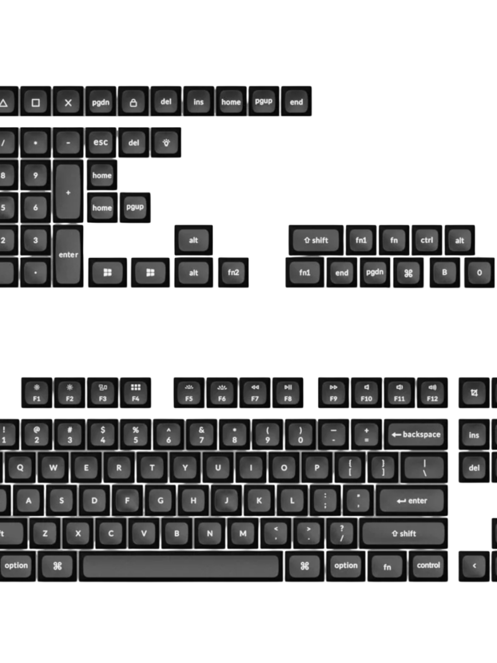 Keychron double Shot KSA PBTFull Keycap Set - White On Black