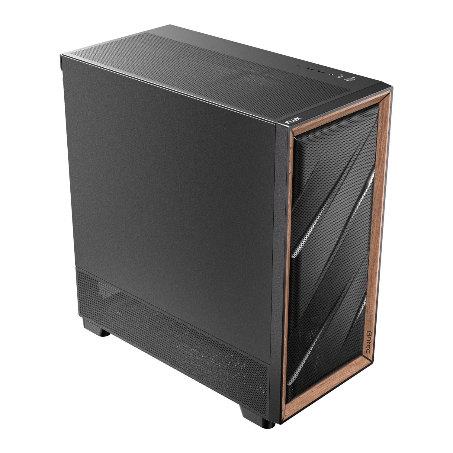 Antec FLUX SE E-ATX | ATX | Micro-ATX | ITX Mid-Tower Gaming Chassis Wood Front Panel- Black - Image 4