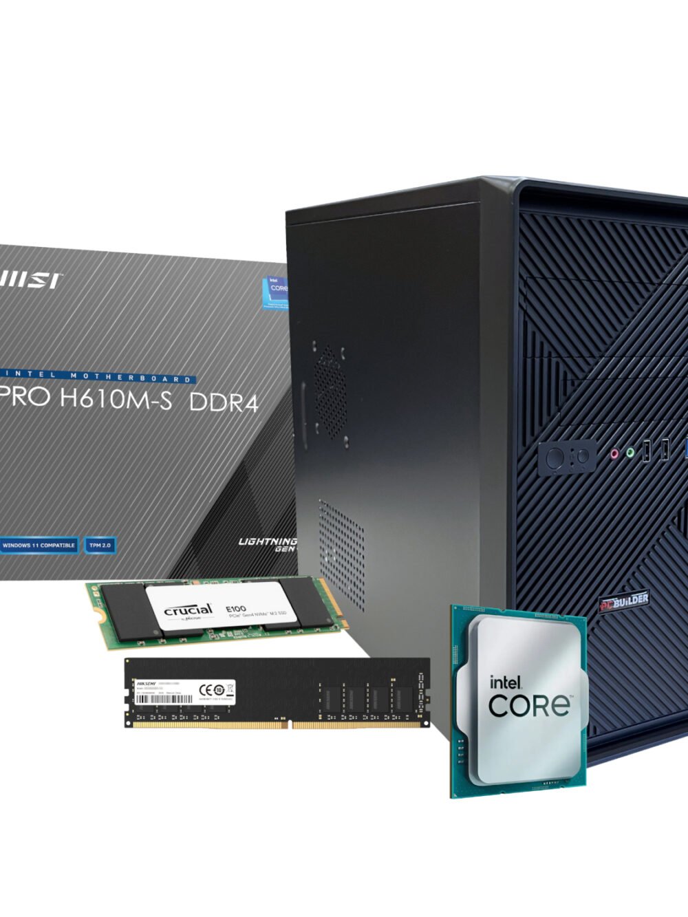 PCBUiLDER™ Intel Core i3-14100 HOME MASTER Windows 11 Desktop PC